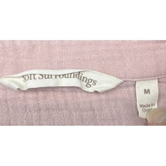 Soft Surroundings Women's Dusty Pink Gauzy Snap Front LS Blouse Top Sz M - Picture 5 of 8